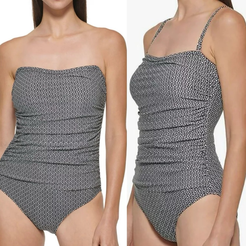 DKNY Women’s One Piece Bandeau Maillot Swimsuit